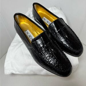 Escada Black Crocodile Embossed Loafers